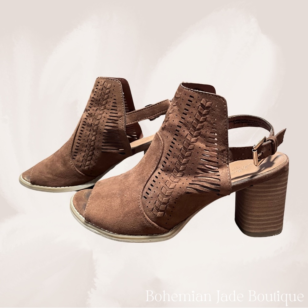 Universal Thread Brown Sling Back Peep Toe Mule Heels